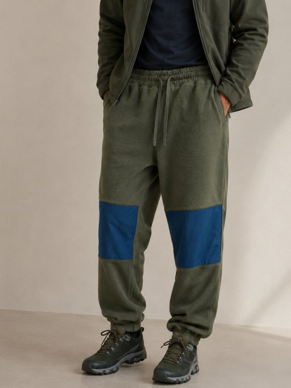 Cotopaxi Abrazo Fleece Jogger Pants Olive Green Blue Knee Patch Men's Large